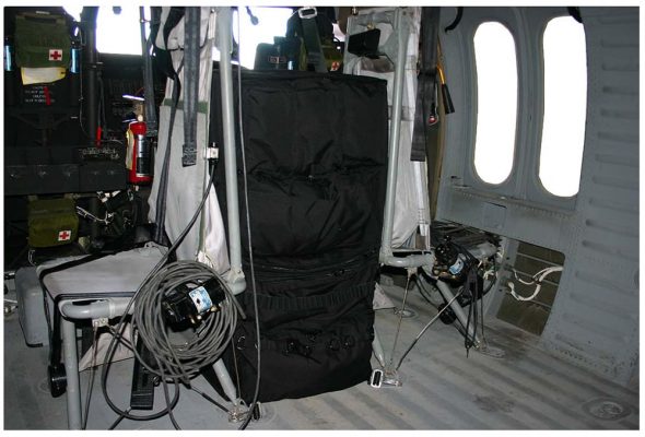 Sked Helicopter Crew Chief Bag in helicopter
